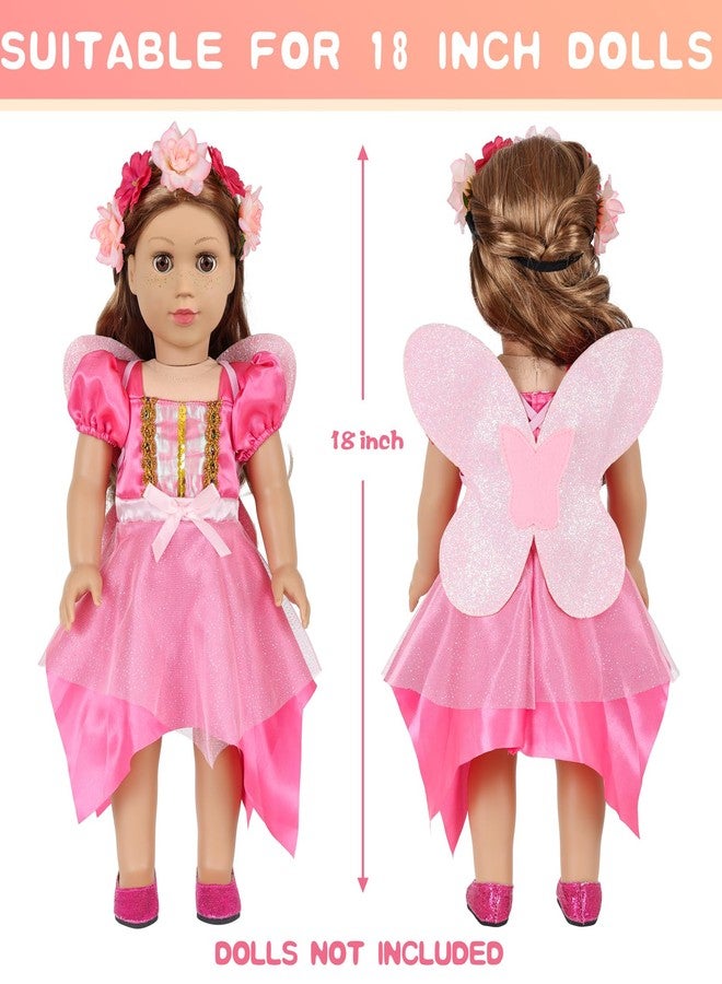 DONTNO American 18 Inch Doll Makeup Accessories and Butterfly Fairy Theme Set,Included 2 Pieces Clothes,Flower Wreath Headwear,Eyelash Brush,Eye Shadow,Bracelet,Butterfly Strap and Hair Clip(NO Doll) - Image 3
